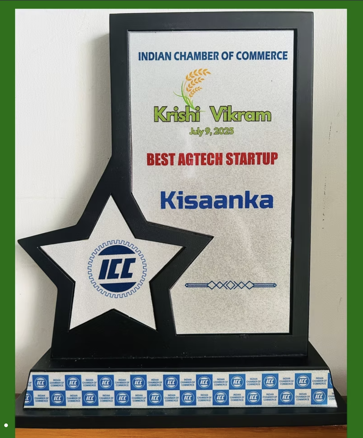 ICC Krishi Vikram award: Best AgTech Startup, KisaanKa